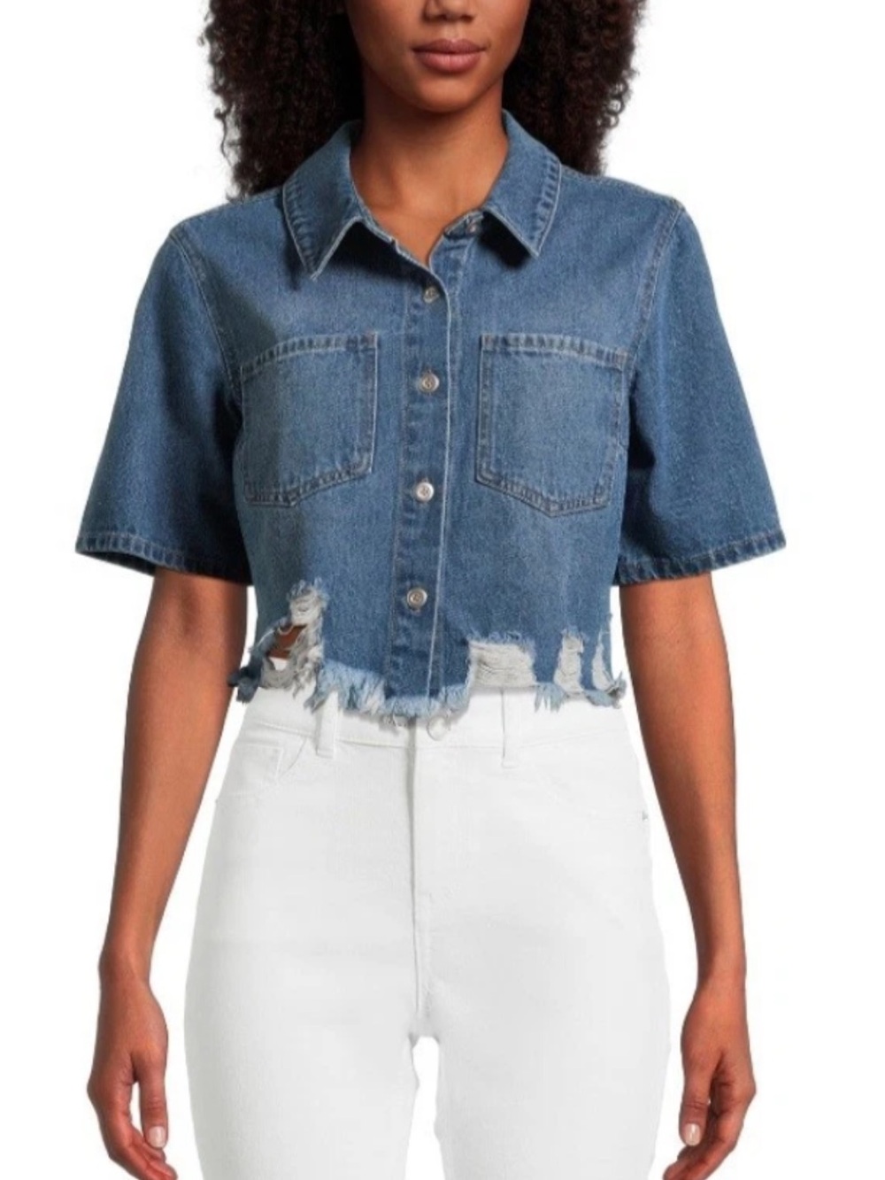 Denim Crop Button-Up Shirt Jacket Country Concert Festival